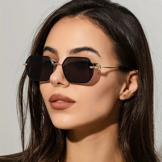 Polygon Metal Frame Sunglasses For Women Men Vintage Anti Glare Outdoor Sun Shades For Beach Party Travel