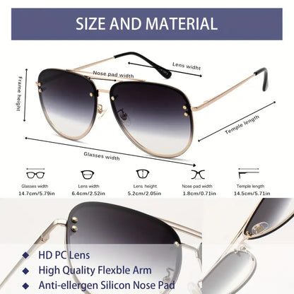 OUWEN Oversized Aviator Sunglasses For Women, Trendy Golden Frame Gradient Lens Sun Glasses 65mm 87247E