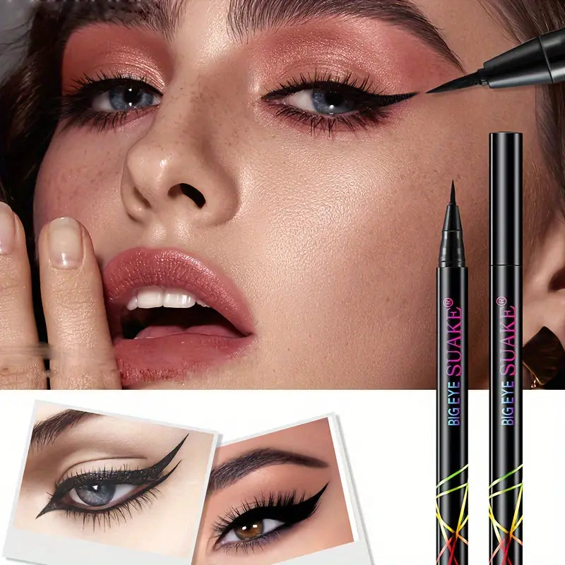 Waterproof & Vegan Black Liquid Eyeliner Pen - Smudge-Proof, Sweatproof, Long-Lasting, Fast-Drying & Formaldehyde-Free