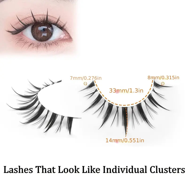 Anime & Cosplay 10-Pair False Eyelashes - Asian Style, Natural C Curl 13-15mm, Cat Eye & Wispy