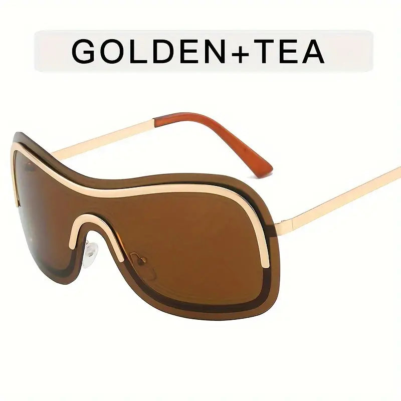 Y2K One-piece Sunglasses For Women Men Futuristic Fashion Gradient Rimless Sun Shades For Cycling Beach Party