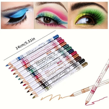 Unleash Your Creativity: 12 pcs Mixed-Color Waterproof Eyeliner Set for All-day Glam - Luminous, Long-Lasting Eye Makeup Sticks to Enhance Your Look