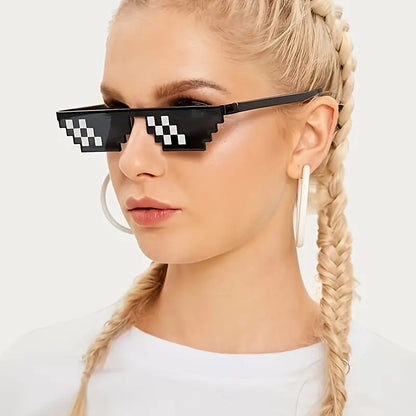 Thug Life – lunettes de soleil tendance, monture en mosaïque, Triangle à dessus plat, Punk Y2K, accessoires de fête 