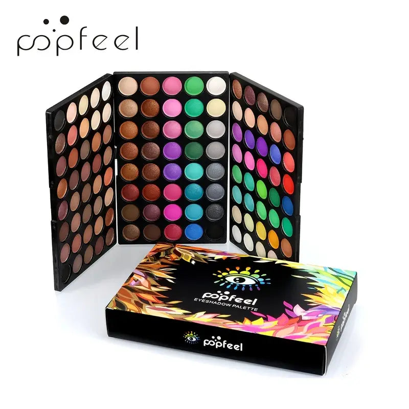 POPFEEL Palette de fards à paupières de plus de 19 couleurs sans cruauté envers les animaux - Ensemble de maquillage pour les yeux compact 3 en 1 multicolore aux finitions mates et chatoyantes pour un glamour en déplacement 