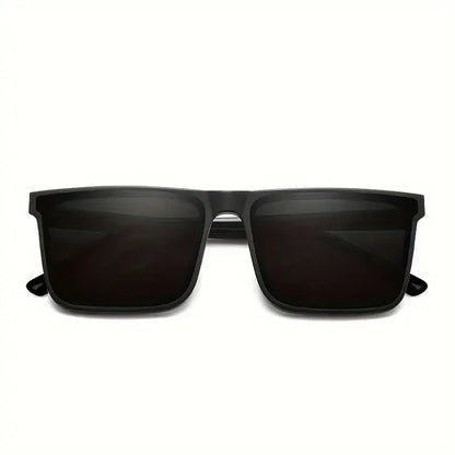 Simple Black Large Square Frame Polarized Sunglasses, Unisex Outdoor Driving Supplies Photo Props