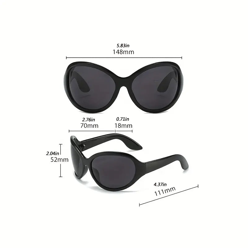 Y2K Wrap Around Fashion Sunglasses For Women Men Oversized Hiphop Tinted Glasses For Cycling Fishing Beach Party Club