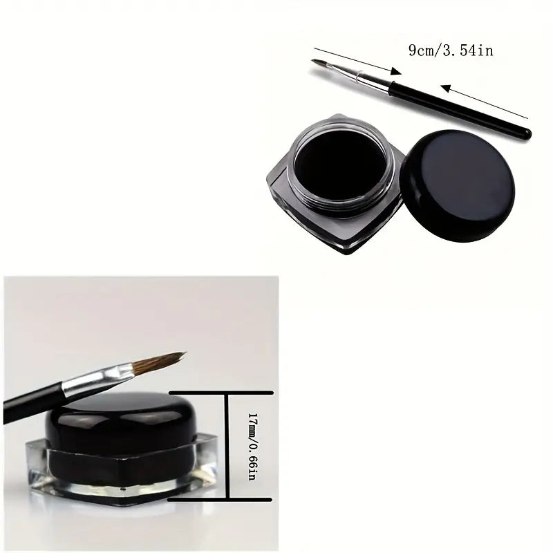 Black Eyeliner Cream With Brushes, Waterproof, Long Lasting, Matte Smooth Rich Color Eyeliner Cream