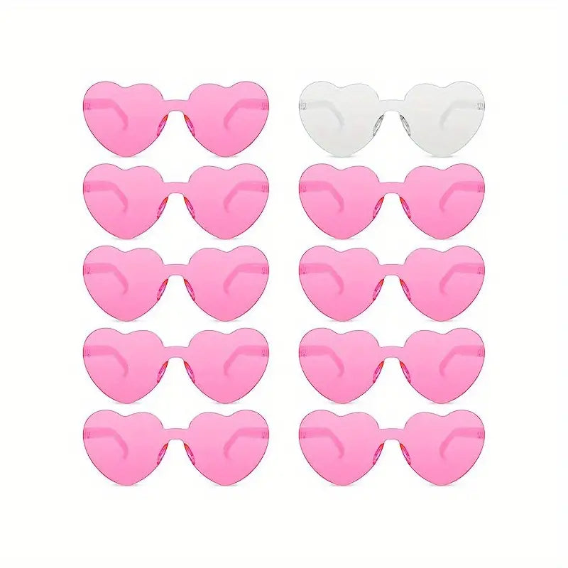 10 Packs, Heart Shaped Sunglasses Rimless Bride Sunglasses Transparent Heart Glasses Bachelorette Holiday Party Favor, Party Decor, Party Supplies, Cool Decor, Cute Aesthetic Stuff, Cool Gadgets, Unusual Items, Weird Stuff