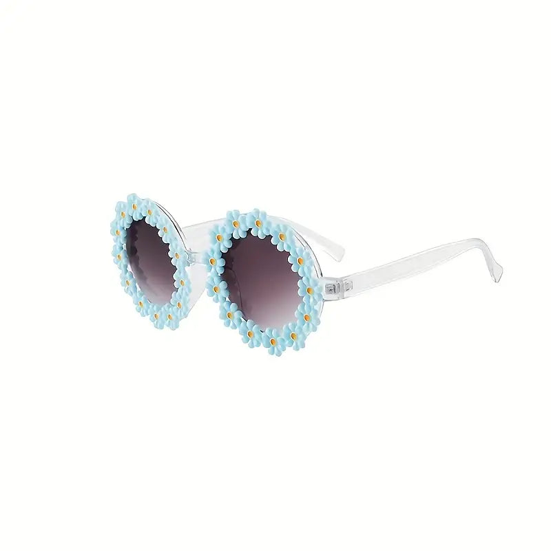 Daisy Decor Round Frame Sunglasses For Women Men Gradient Lens Clear Frame Glasses Photo Prop Eyewear