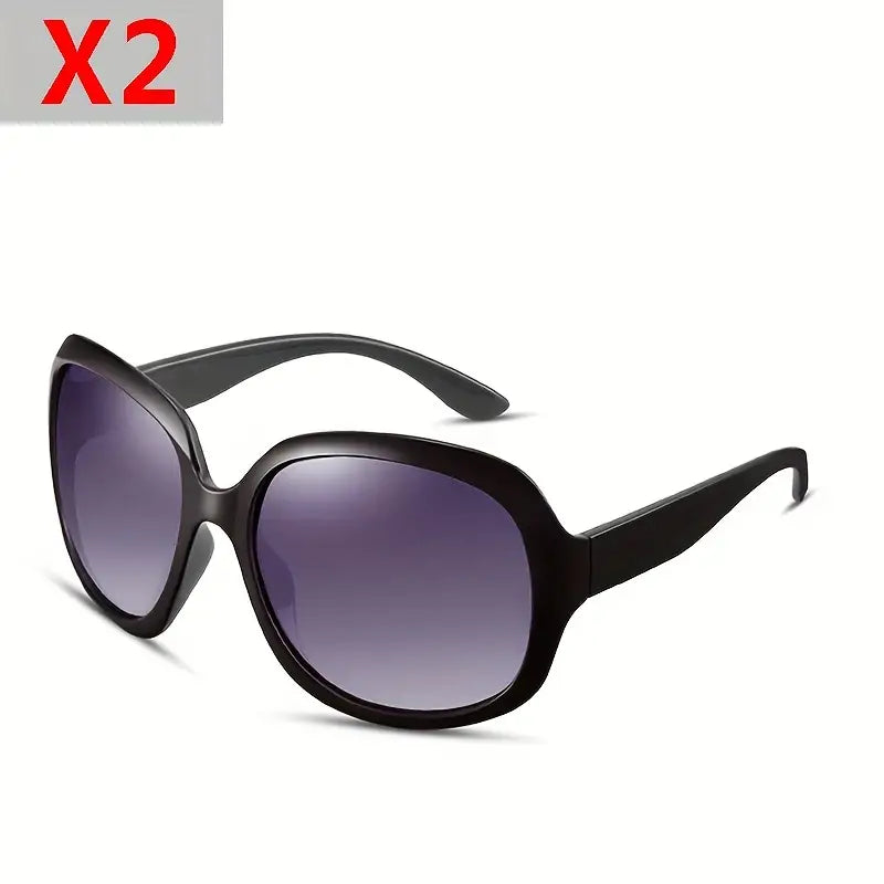 2/3/4 Pcs Fashion Oversized Round Sunglasses With Plastic Frame, UV Protection Outdoor Fishing Traveling Glasses