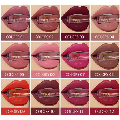 Unfading Beauty with 12 Color Waterproof Matte Lipstick - Enhance Your Natural Appeal, Lasts All Day, Ideal Valentine's Day Gift!