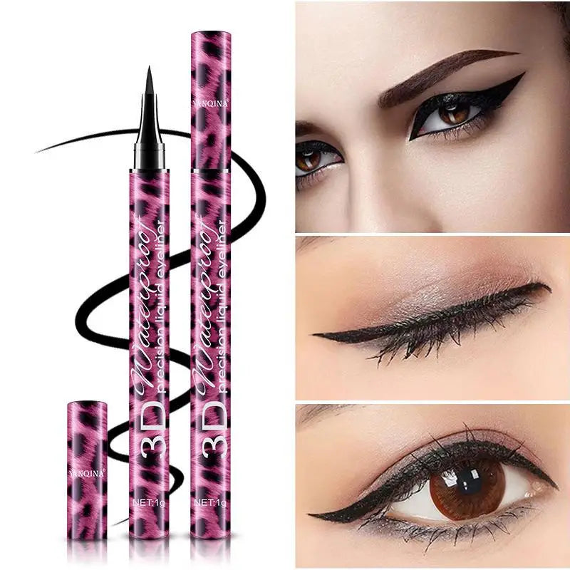 Ensemble de maquillage léopard Mascara noir + stylo eye-liner Mascaras en fibre 4D imperméables 