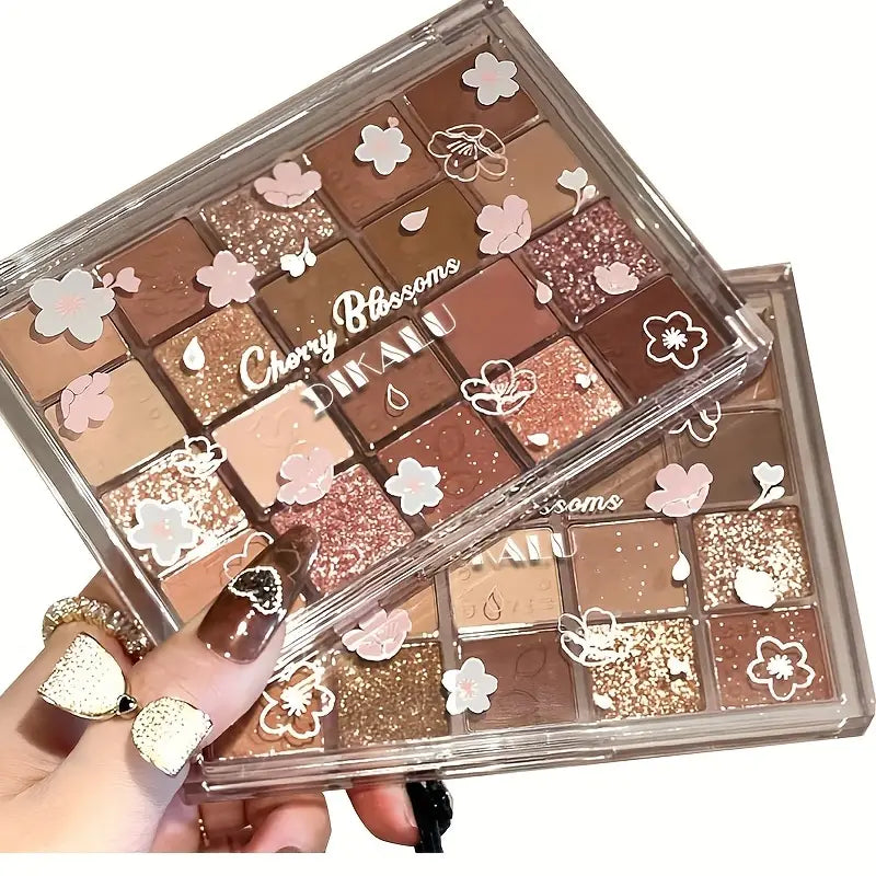 Long-lasting Deluxe Waterproof Eyeshadow Palette - 20 Nature and Glitter Shades - Blendable Aluminum, Lead & Talc Free for Safe and Varied Makeup Effects