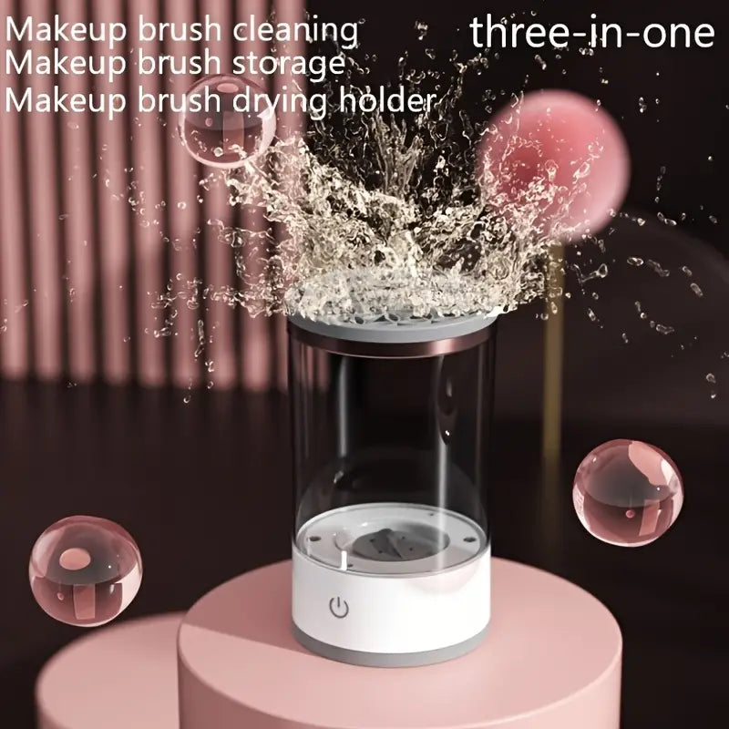 3 In 1 Makeup Brush Fully Automatic Cleaner, Equipped With The Functions Of Cleaning, Drying, And Storing Makeup Brushes, A Makeup Brush Cleaning Tool, A Rechargeable Lazy Electric Cleaning Tool, An Automatic Cleaning Brush, And A Fast Drying Tool