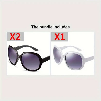 2/3/4 Pcs Fashion Oversized Round Sunglasses With Plastic Frame, UV Protection Outdoor Fishing Traveling Glasses