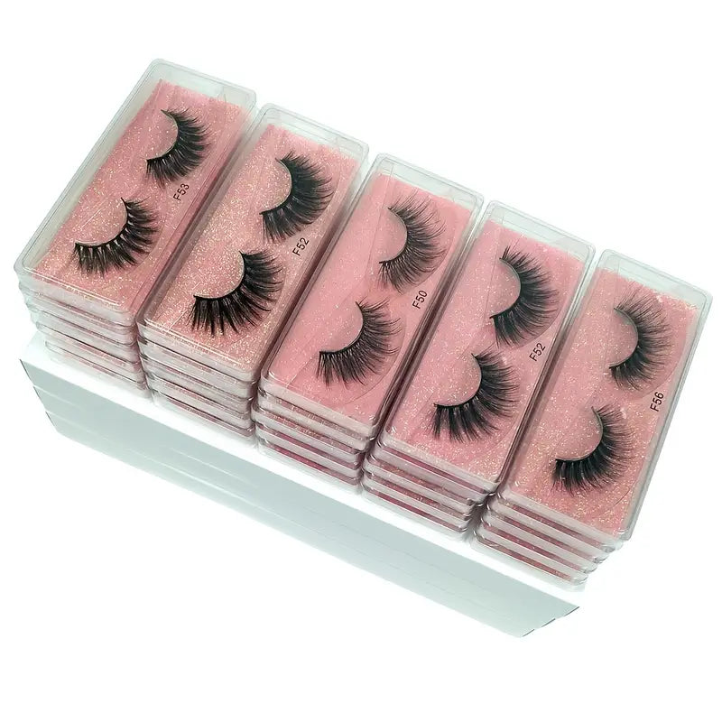 50 pairs Fluffy 3D Mink Lashes - Natural Look False Eyelashes for a Thick and Voluminous Look - Perfect Valentine's Day or Birthday Gift for Her