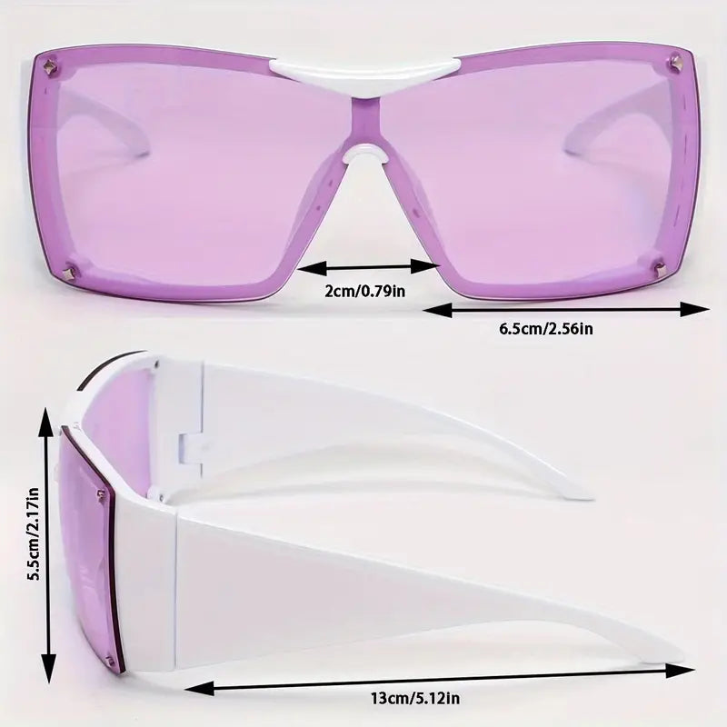 Y2K One-piece Fashion Sunglasses For Women Men Futuristic Anti Glare Sun Shades For Cycling Beach Party