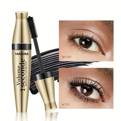 Mascara imperméable à effet épaississant et recourbé - Tête de brosse en silicone pour des cils longue durée 