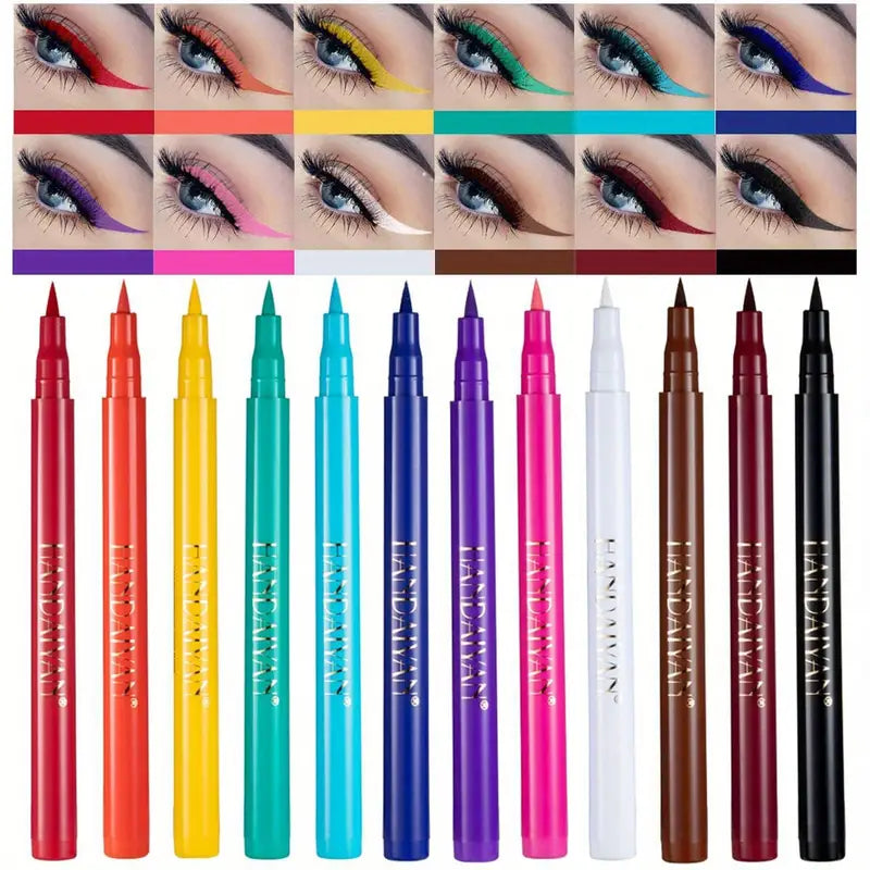 12 Colors Matte Liquid Eyeliner Set Rainbow Colorful Neon Eyeliner Pencil Pigmented Waterproof Smudge Proof Long Lasting Gel Eye Liner Christmas Makeup Gift Kit For Women