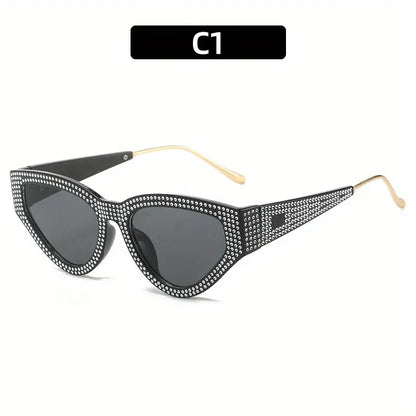 Y2K Rhinestone Cat Eye Fashion Sunglasses For Women Men Casual Candy Color Glasses For Summer Beach Party, UV400