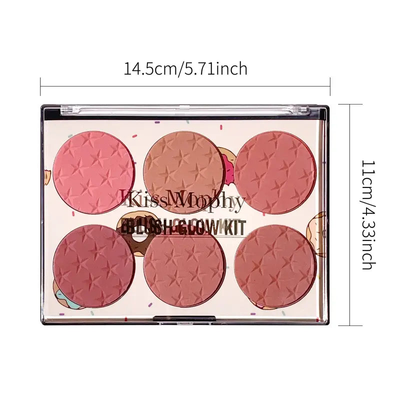 6-Color Matte Blush Palette for All Skin Tones - Waterproof, Long-lasting, Hypoallergenic, Coral/Pink/Red Shades & Cruelty-Free