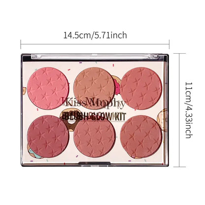 6-Color Matte Blush Palette for All Skin Tones - Waterproof, Long-lasting, Hypoallergenic, Coral/Pink/Red Shades & Cruelty-Free