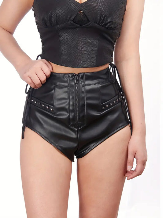 Look Sexy and Feel Comfortable in These Punk PU Zip Up Shorts With Pockets!