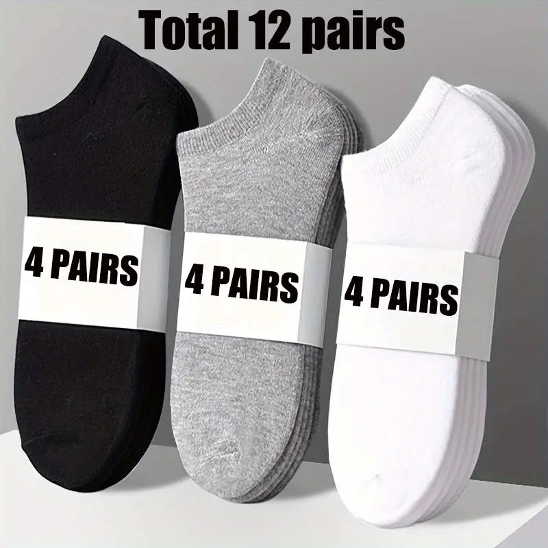 12 Pairs Comfy Ankle Socks, Solid Color Ankle Sock Pack, Women's Stockings & Hosiery