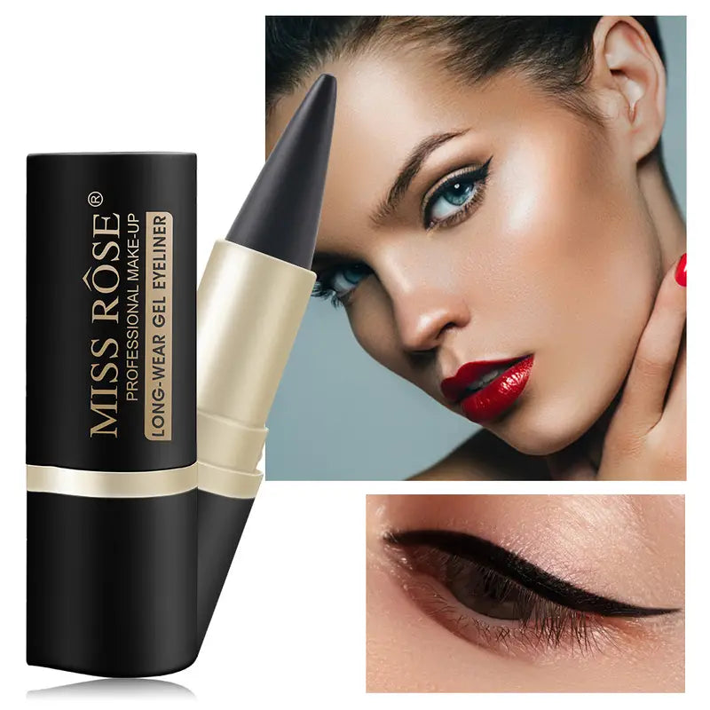 MISS ROSE Waterproof Black Gel Eyeliner: Quick-Dry, Matte Finish, Smudge-Proof, Homeopathic Formula for Daily & Stage Makeup