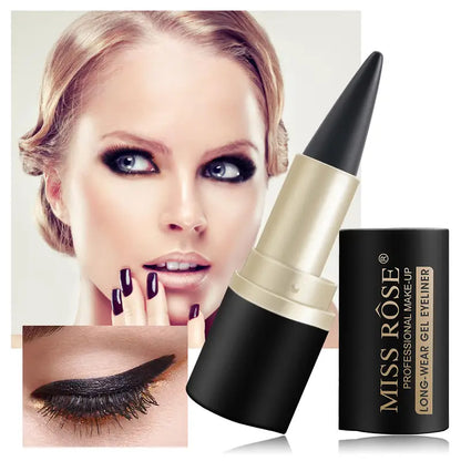 MISS ROSE Waterproof Black Gel Eyeliner: Quick-Dry, Matte Finish, Smudge-Proof, Homeopathic Formula for Daily & Stage Makeup