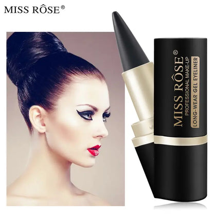 MISS ROSE Waterproof Black Gel Eyeliner: Quick-Dry, Matte Finish, Smudge-Proof, Homeopathic Formula for Daily & Stage Makeup