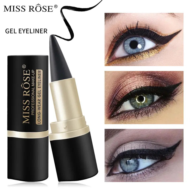 MISS ROSE Waterproof Black Gel Eyeliner: Quick-Dry, Matte Finish, Smudge-Proof, Homeopathic Formula for Daily & Stage Makeup