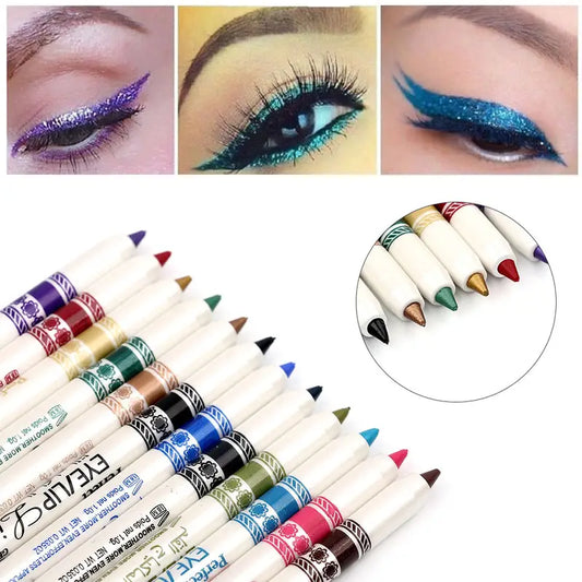 Unleash Your Creativity: 12 pcs Mixed-Color Waterproof Eyeliner Set for All-day Glam - Luminous, Long-Lasting Eye Makeup Sticks to Enhance Your Look