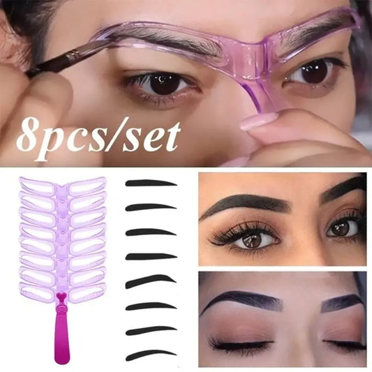 Ensemble de modèles de mise en forme des sourcils 8 en 1 – Carte de toilettage réutilisable pour des sourcils parfaitement définis – Outils de maquillage pour des résultats 