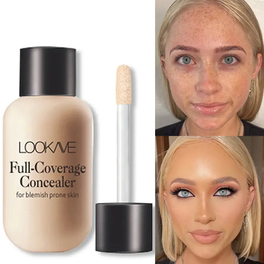 Full Coverage Concealer, Natural Matte Finish, Waterproof Long Lasting Liquid Foundation Suitable For Concealing Dark Circles Acne Blemishes