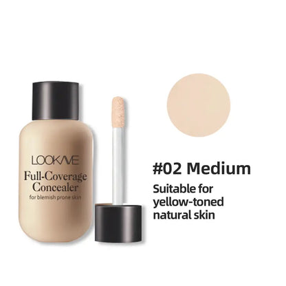 Full Coverage Concealer, Natural Matte Finish, Waterproof Long Lasting Liquid Foundation Suitable For Concealing Dark Circles Acne Blemishes