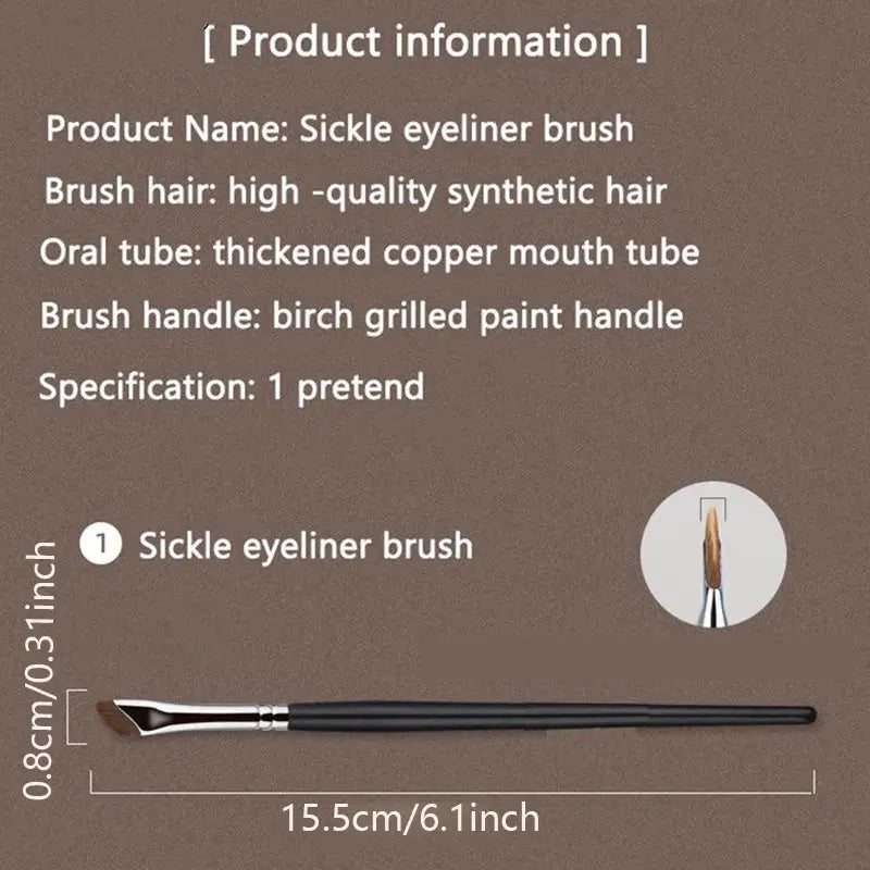 3Pcs New Sickle Eyeliner Brush Precision Eye Liner Brows Make Up Brush Liquid Eyeliner Brush Ultra Thin Fine Oblique Angle Flat Head Eyebrow Brush