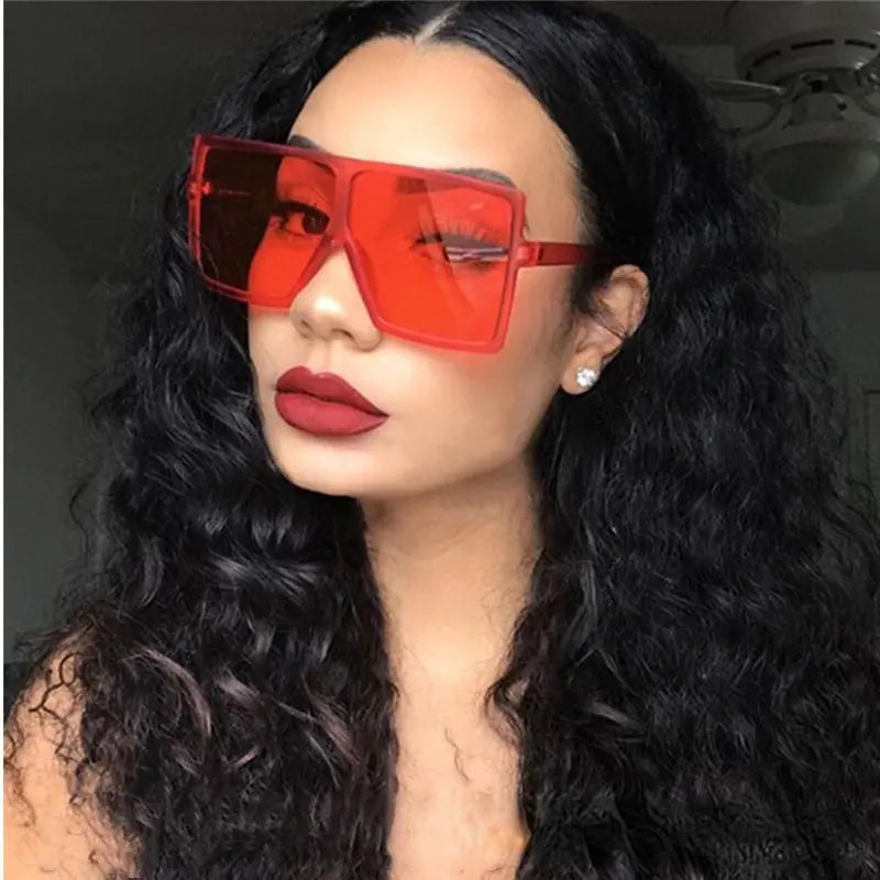 Oversized Square Frame Fashion Sunglasses For Women Men Y2K Solid Glasses Casual Photo Prop For Party Beach