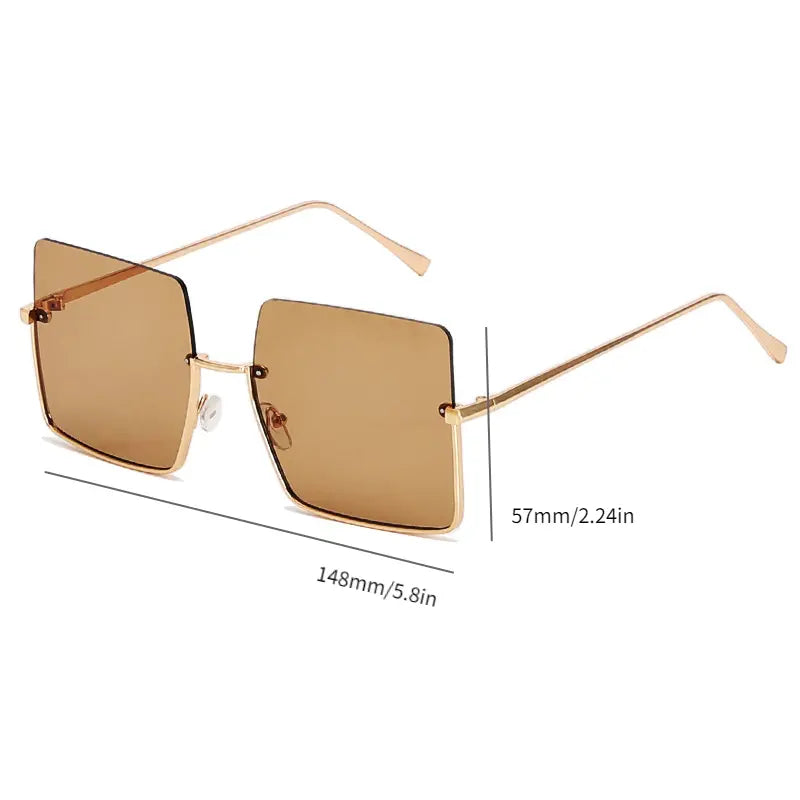 Tinted Lens Fashion Sunglasses For Women Men Y2K Semi Rimless Glasses Casual Outdoor Eyewear For Beach Party