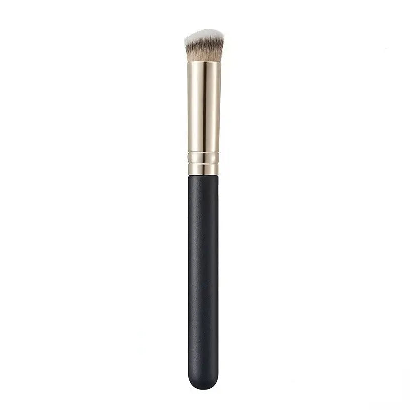 Versatile Oval Brush with Premium Horse Hair Bristles: High-Quality Kabuki for Flawless Foundation, Concealer Blending, and Nose Contour Sculpting, Ideal for Liquid and Mineral Powder Makeup