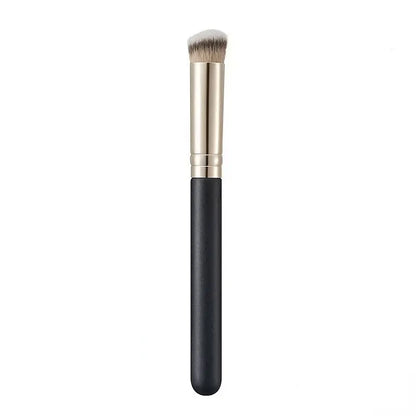 Versatile Oval Brush with Premium Horse Hair Bristles: High-Quality Kabuki for Flawless Foundation, Concealer Blending, and Nose Contour Sculpting, Ideal for Liquid and Mineral Powder Makeup