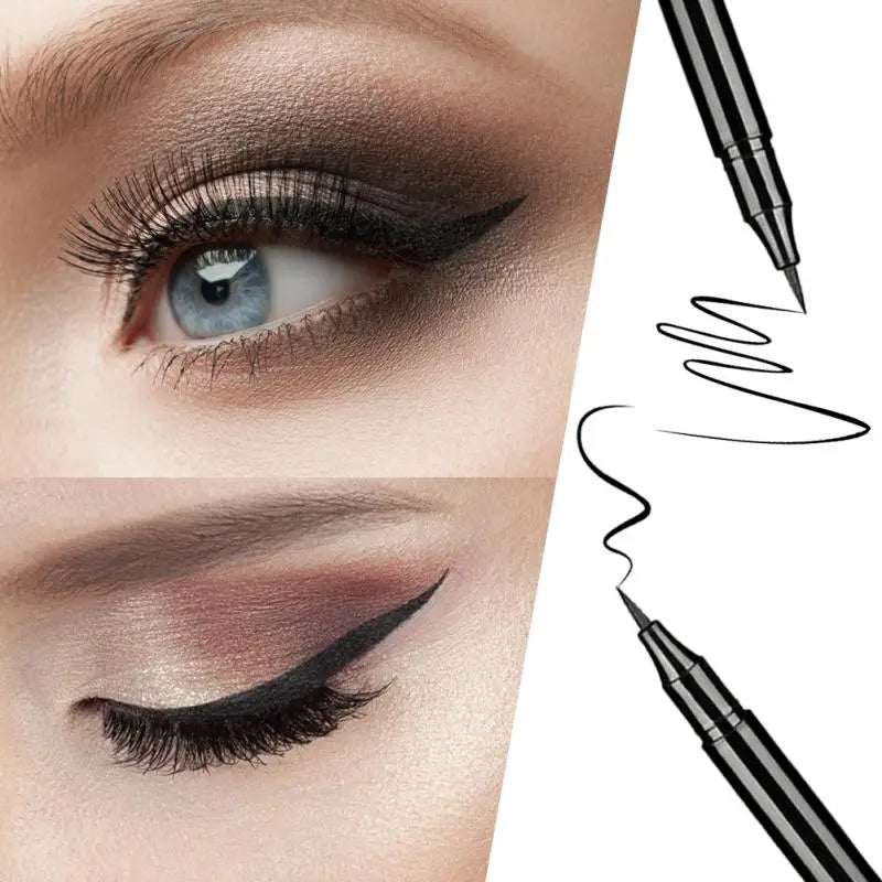 Long-Lasting Black Liquid Eyeliner Pen - Waterproof, Sweatproof, Anti-Oil, Smudge-Proof, Fast Drying Eyeliner Pencil for Beautiful Eye Makeup