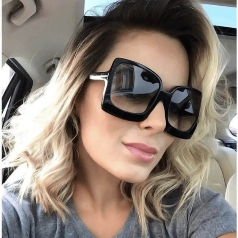 Y2K Oversized Square Fashion Sunglasses For Women Men Gradient Mirror Lens Glasses For Summer Beach Party Club