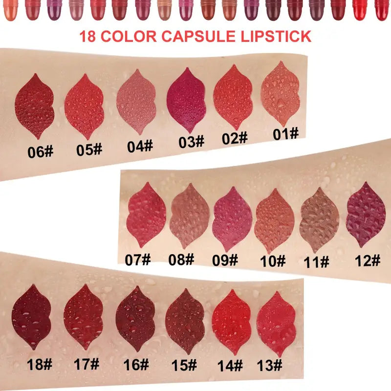 18 Pcs/set Long-Lasting Velvet Matte Capsule Lipstick Set - Portable And Waterproof Mini Lipsticks Valentine's Day Gifts