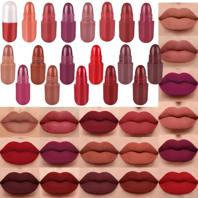 18 Pcs/set Long-Lasting Velvet Matte Capsule Lipstick Set - Portable And Waterproof Mini Lipsticks Valentine's Day Gifts