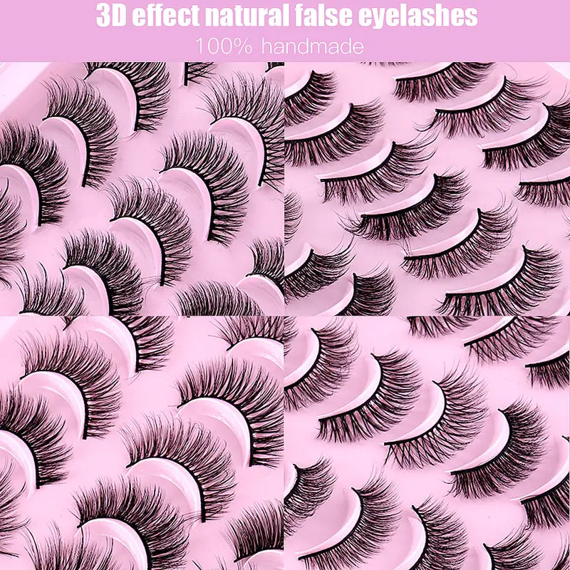 Rehausseur de cils spectaculaire : 20 paires de faux cils 3D en faux vison non parfumés, respectueux de la peau sensible, d'apparence naturelle, idéaux pour l'extension du maquillage et faciles à appliquer. 