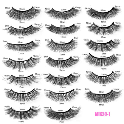 Rehausseur de cils spectaculaire : 20 paires de faux cils 3D en faux vison non parfumés, respectueux de la peau sensible, d'apparence naturelle, idéaux pour l'extension du maquillage et faciles à appliquer. 