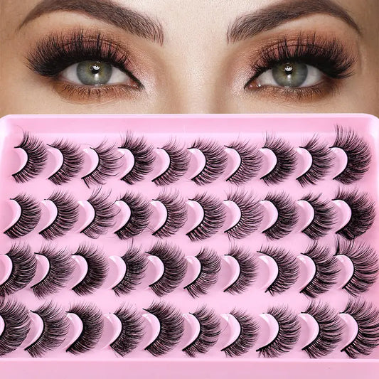 Dramatic Eyelook-Enhancer: Sensitive Skin-Friendly 20 Pairs of Unscented 3D Faux Mink Lashes - Natural-Looking, Ideal for Makeup Extension and Easy to Apply False Eyelashes