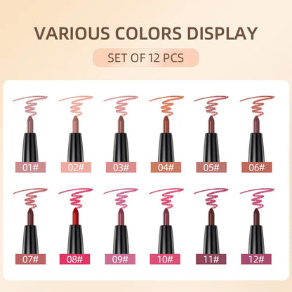 12 Pcs Matte Lip Liner Set Long Lasting Lip Liner Lipstick Nude Waterproof Retouch Lipstick Pen