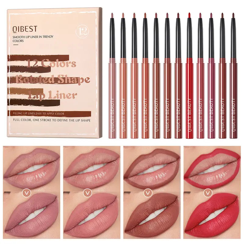 12 Pcs Matte Lip Liner Set Long Lasting Lip Liner Lipstick Nude Waterproof Retouch Lipstick Pen